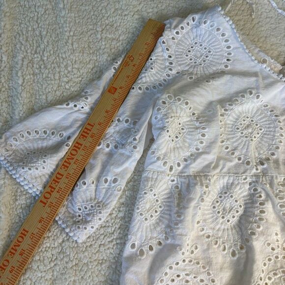 Charlie B Eyelet Peplum Top Women's‎ XL White Babydoll Peasant Cotton lace Boho - Picture 7 of 12